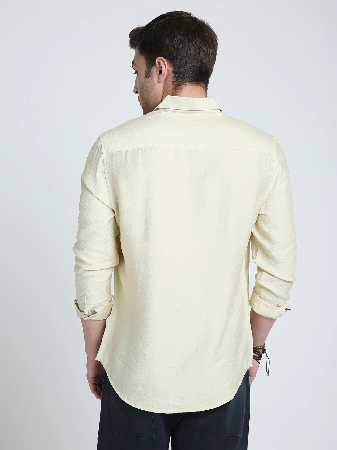 Golden Beige Lightweight Crinkled Shirt - Image 6