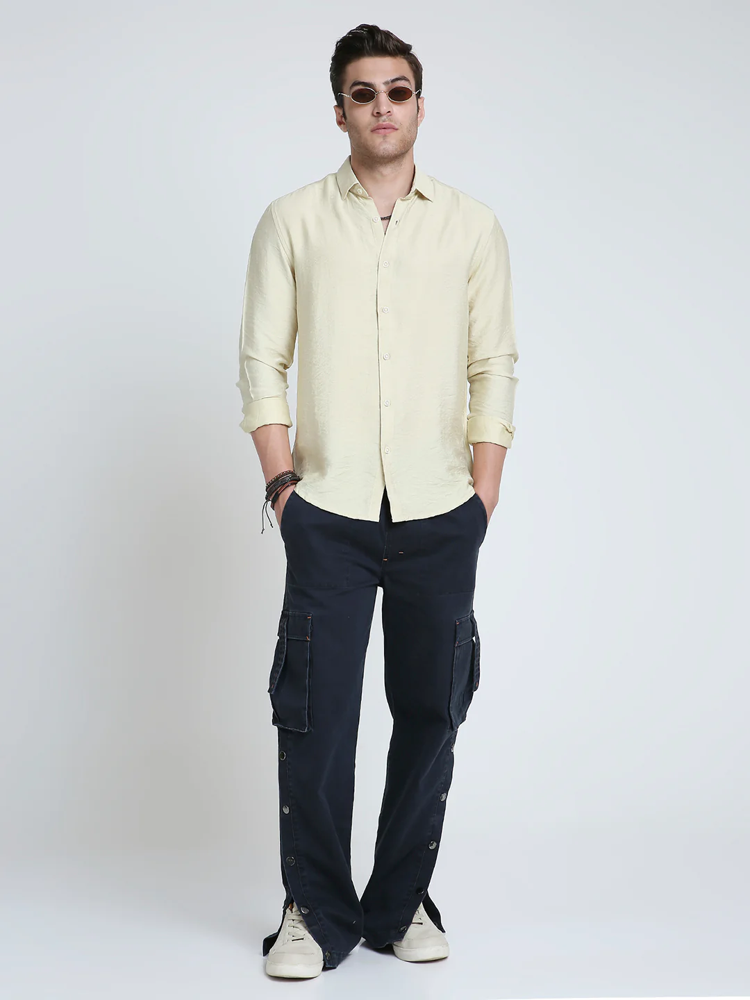 Golden Beige Lightweight Crinkled Shirt - Image 7
