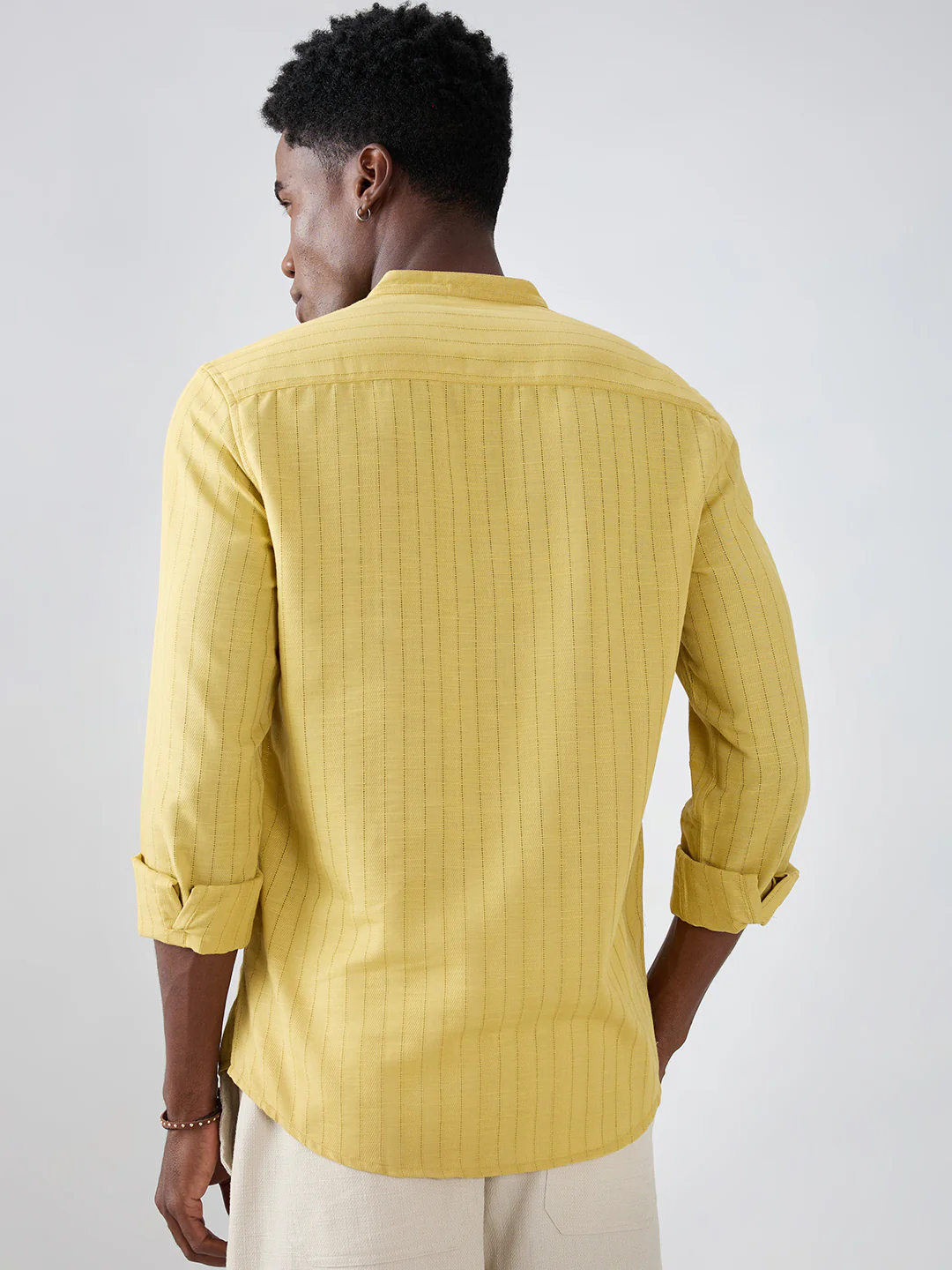 Golden Ladder Striped Subtle Textured Kurta - Image 7
