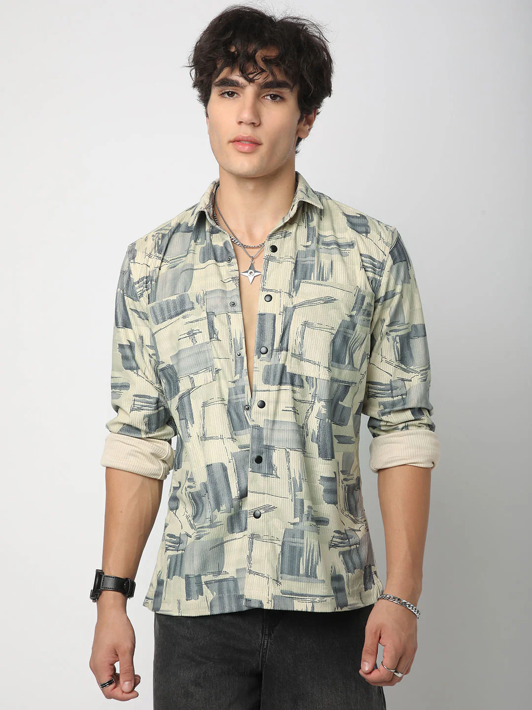 Graffito Green Double Pocket Corduroy Overshirt - Image 4