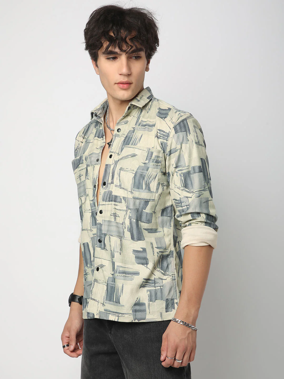 Graffito Green Double Pocket Corduroy Overshirt - Image 6