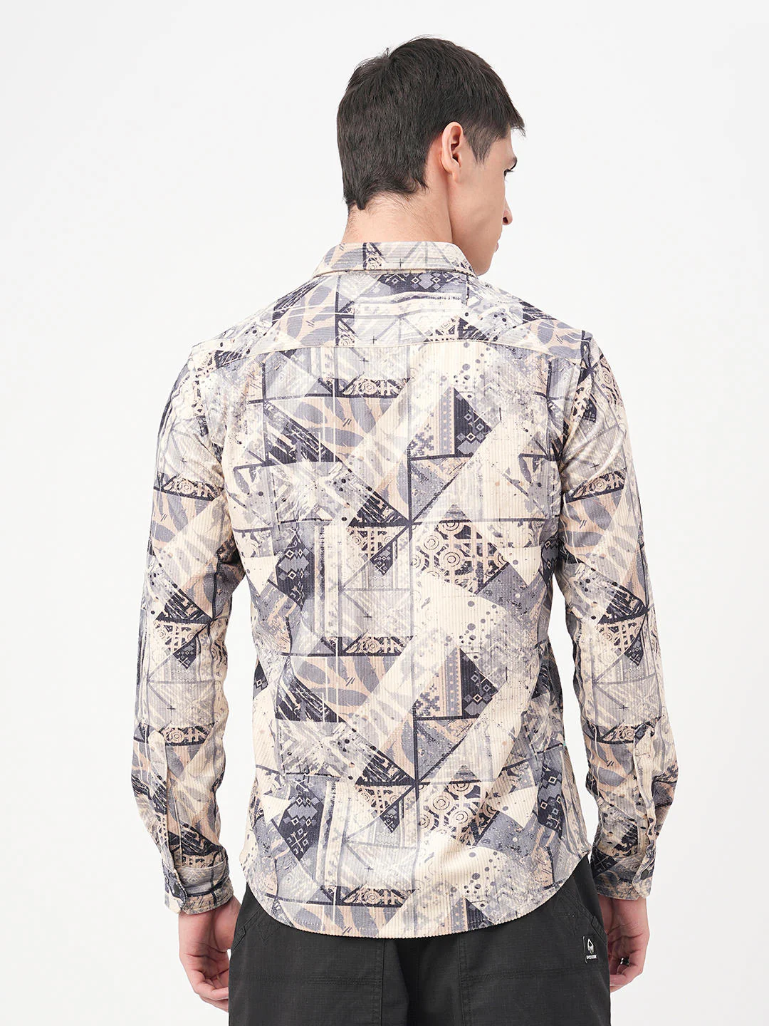 Graffito Grey & Ivory Corduroy Shirt - Image 7