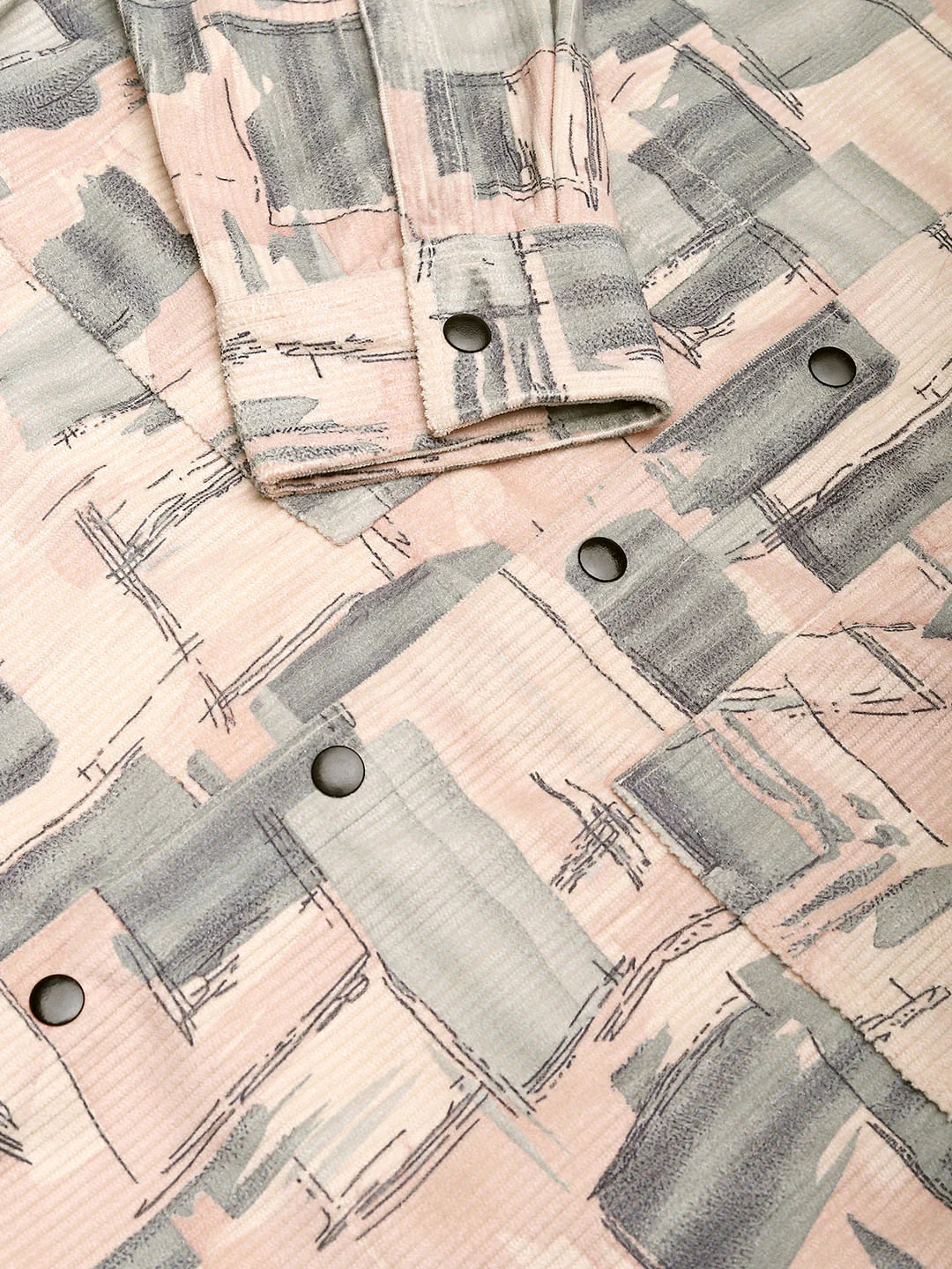Graffito Pink Double Pocket Corduroy Shirt - Image 3