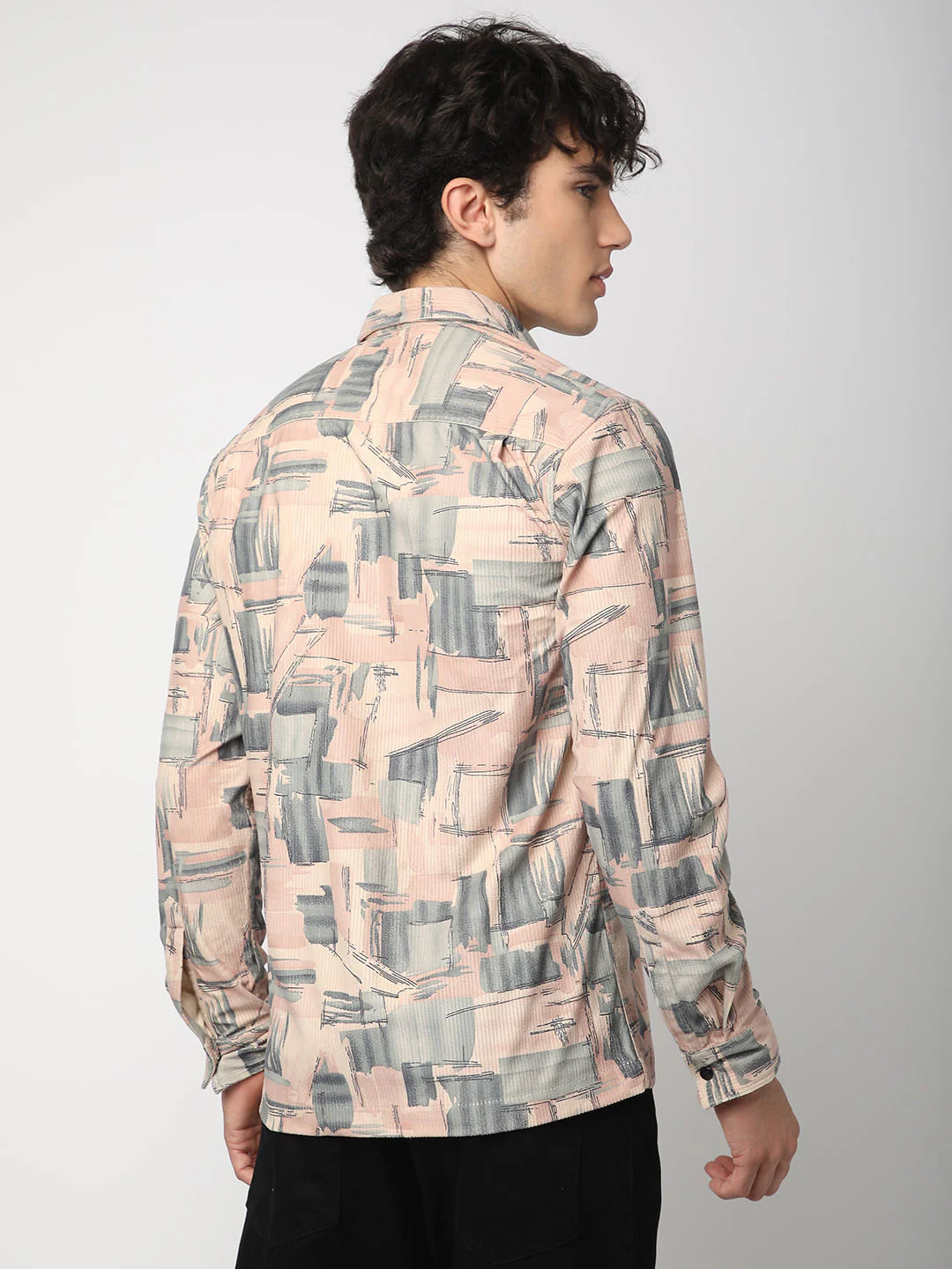 Graffito Pink Double Pocket Corduroy Shirt - Image 7