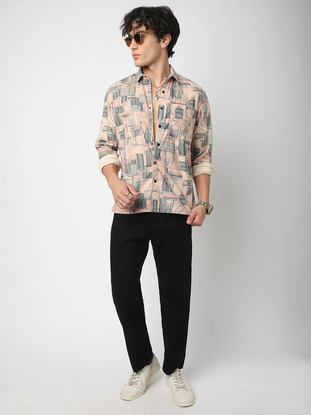 Graffito Pink Double Pocket Corduroy Shirt - Image 8