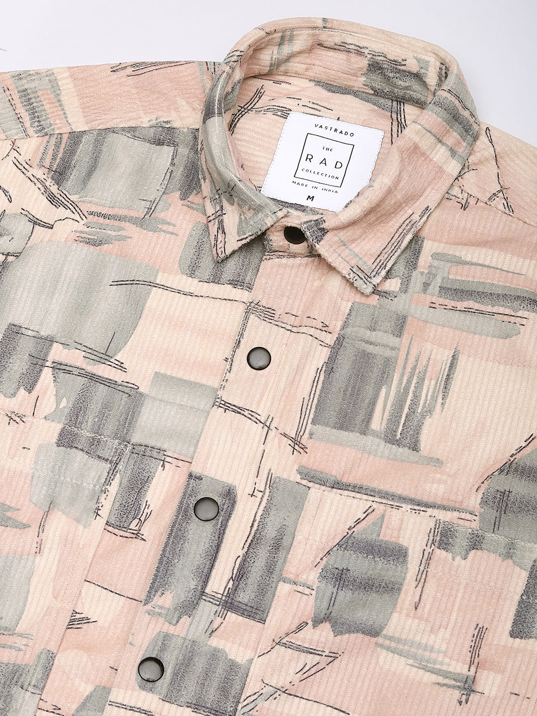 Graffito Pink Double Pocket Corduroy Shirt - Image 9