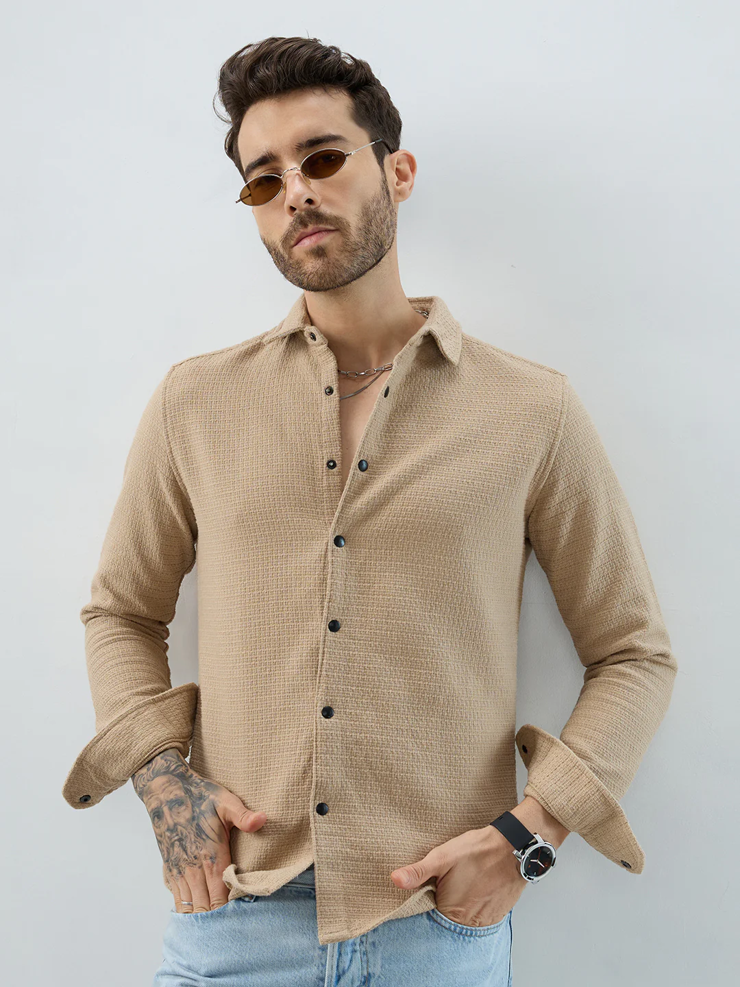 Grainfield Sand Beige Heavy Weave Shirt - Image 2