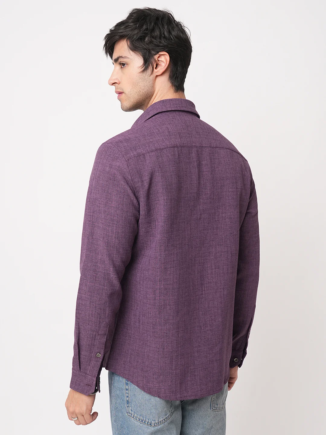 Grape Purple Slub Textured Shirt - Image 7
