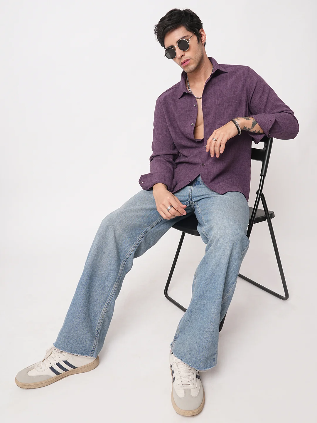Grape Purple Slub Textured Shirt - Image 8