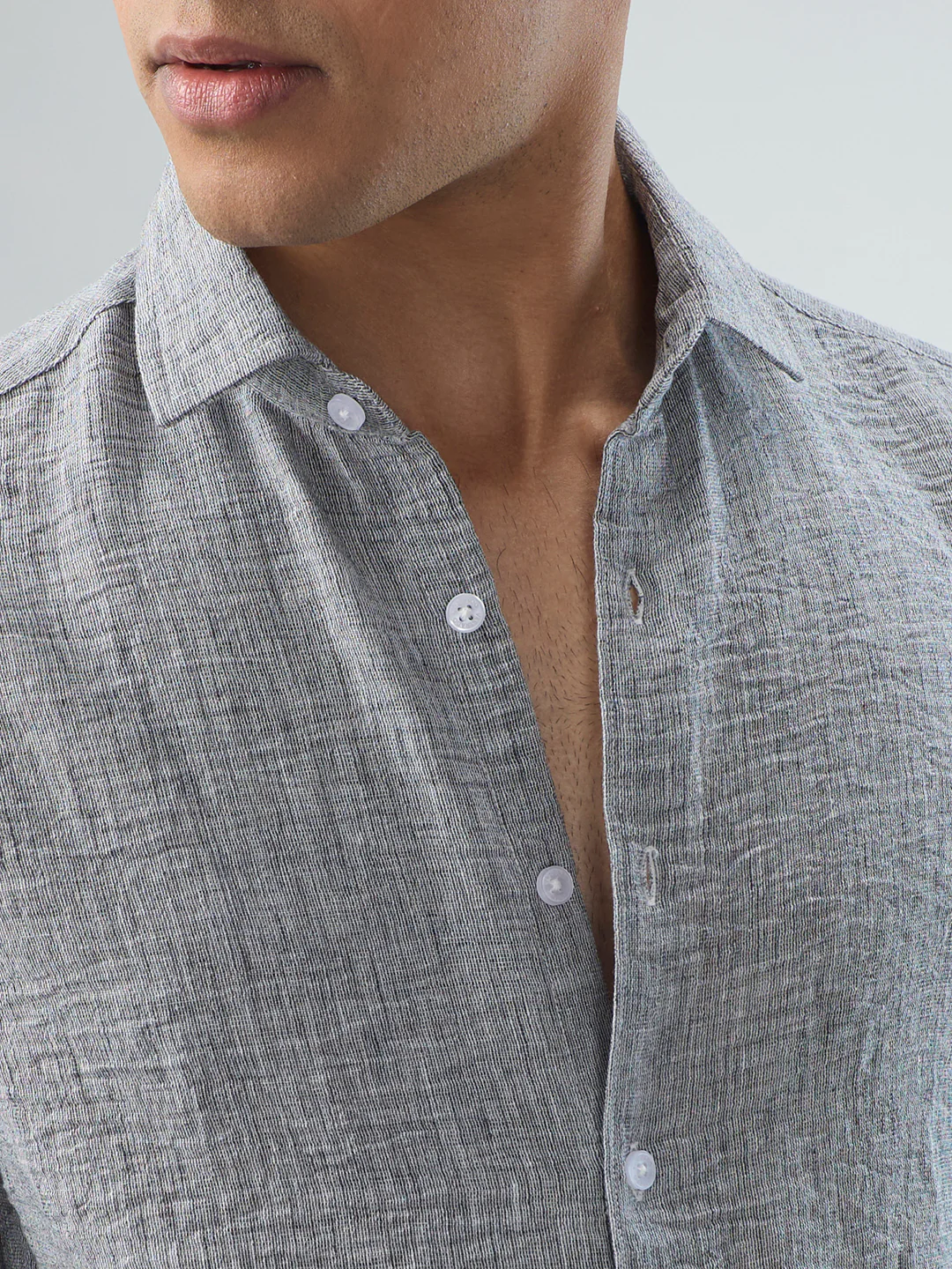 Graphite Grey Textured Crinkled Shirt - Image 3