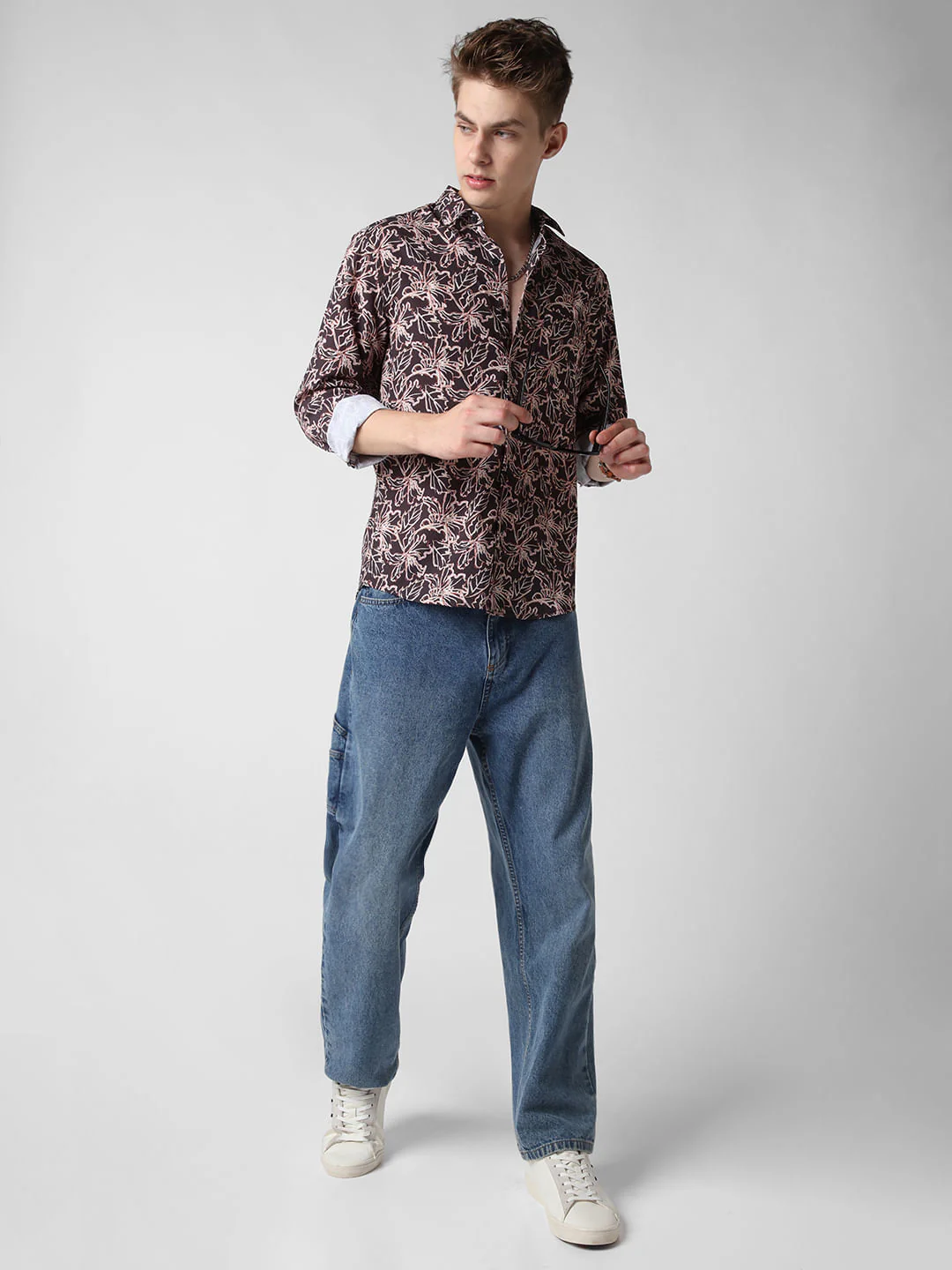 Grease Black Floral Printed Crinkled Shirt - Image 8