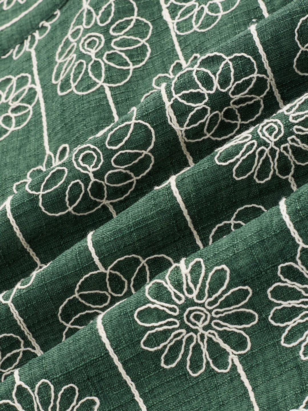 Green Floral Embroidered Oversized Polo Neck Shirt - Image 3