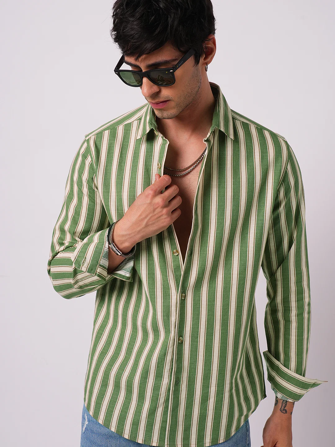 Green Striped Riviera Vibe Shirt - Image 2