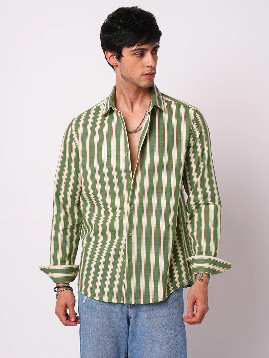 Green Striped Riviera Vibe Shirt - Image 5