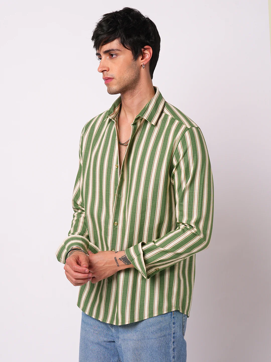 Green Striped Riviera Vibe Shirt - Image 6