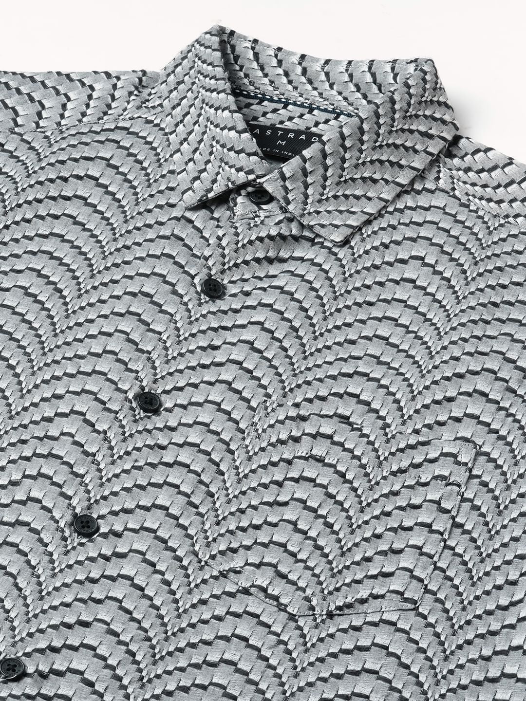Grey & Black Jacquard Weaved Shirt - Image 3
