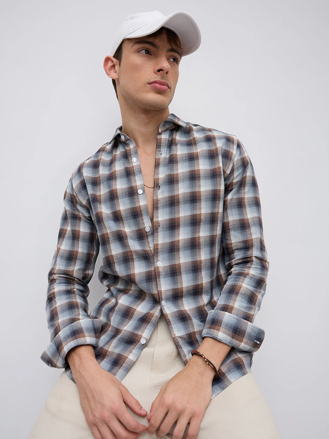 Grey & Brown Ombre Checks Classic Shirt - Image 4