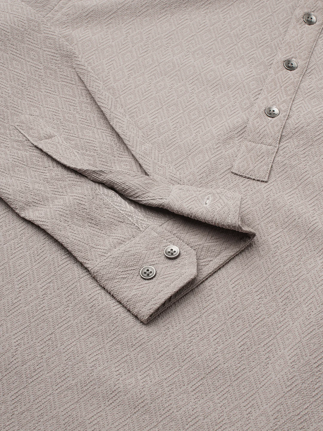 Grey Diamond Weave Textured Kurta - Image 9