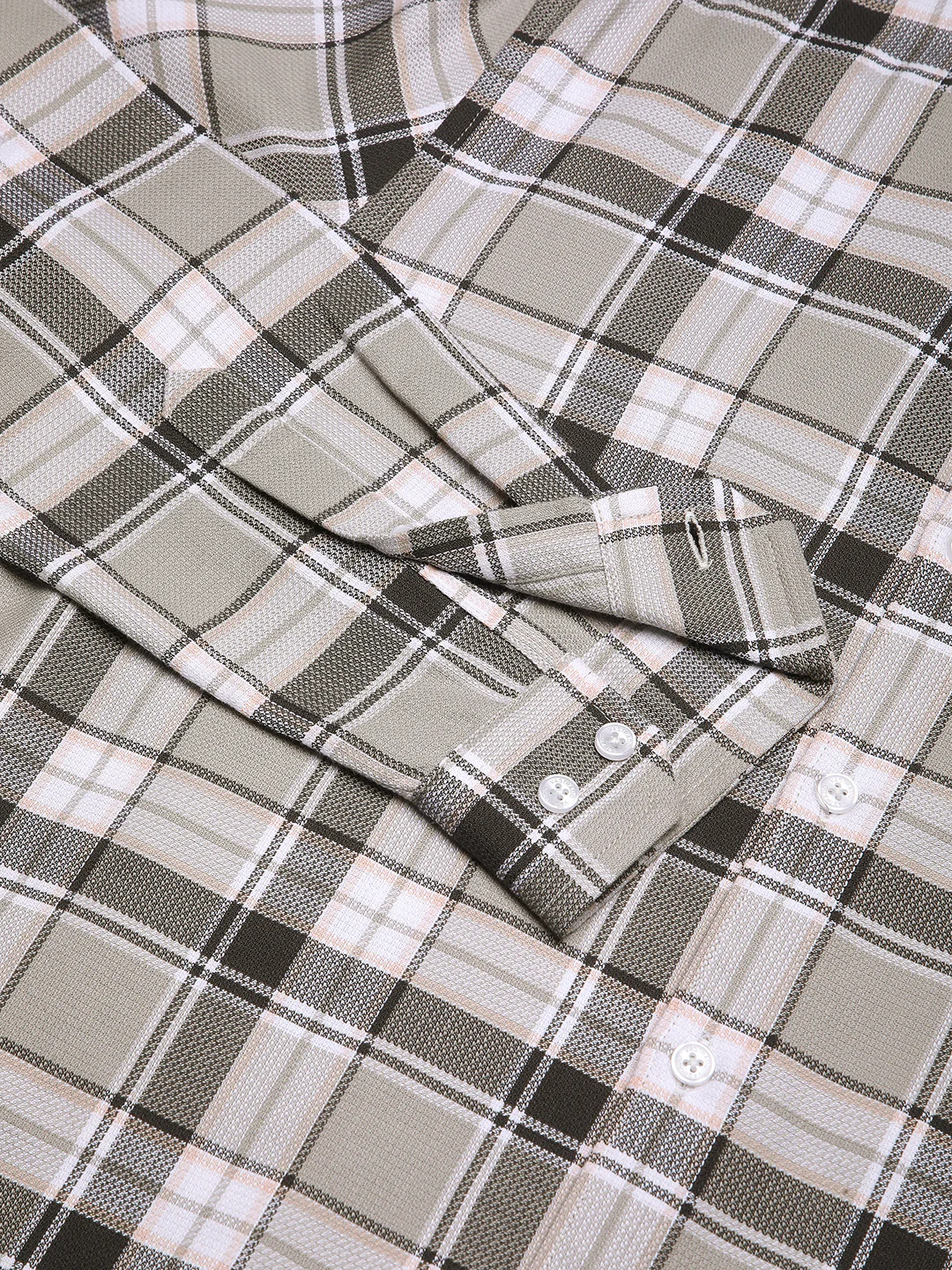 Grey Elegant Plaid Checks Shirt - Image 8