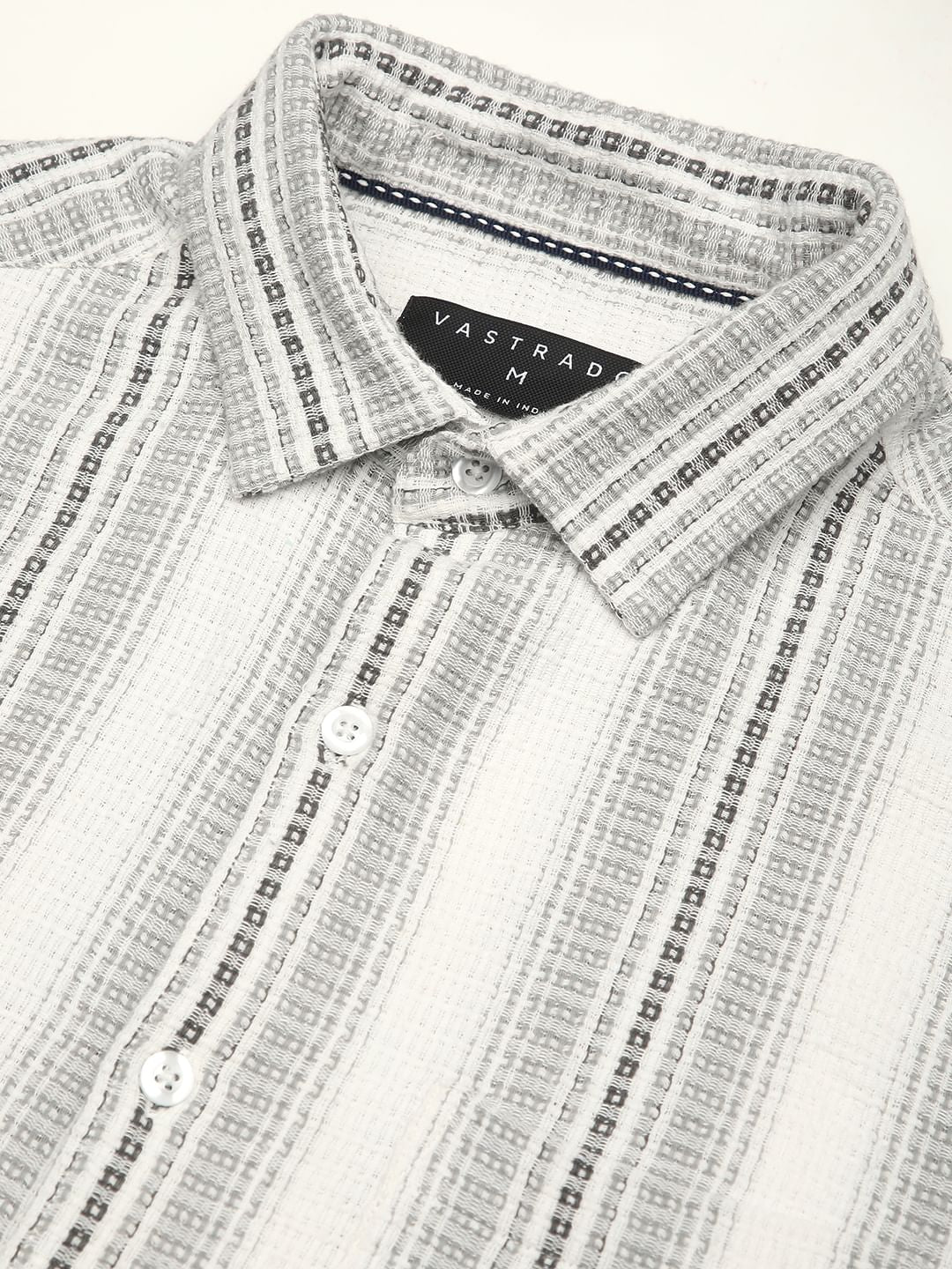 Grey Interweave Broad Striped Shirt - Image 3