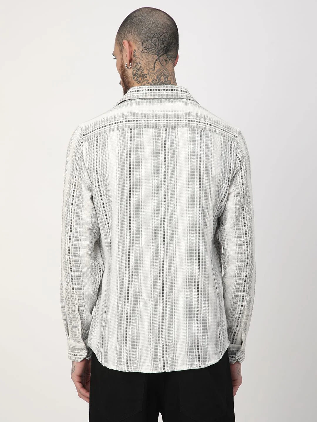 Grey Interweave Broad Striped Shirt - Image 7