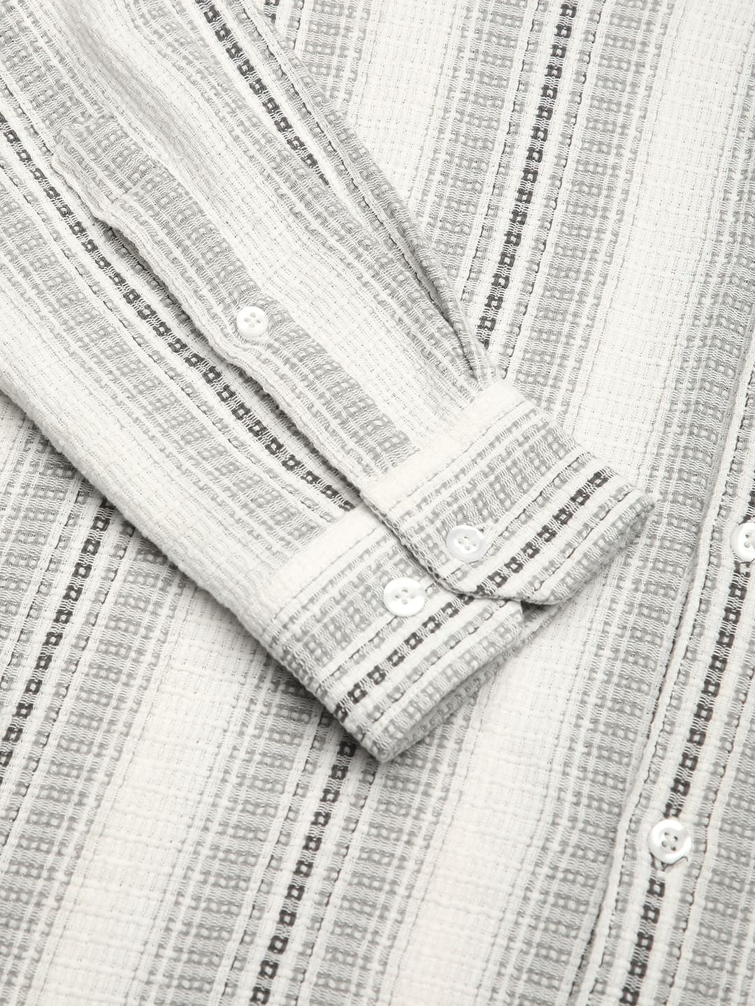 Grey Interweave Broad Striped Shirt - Image 9
