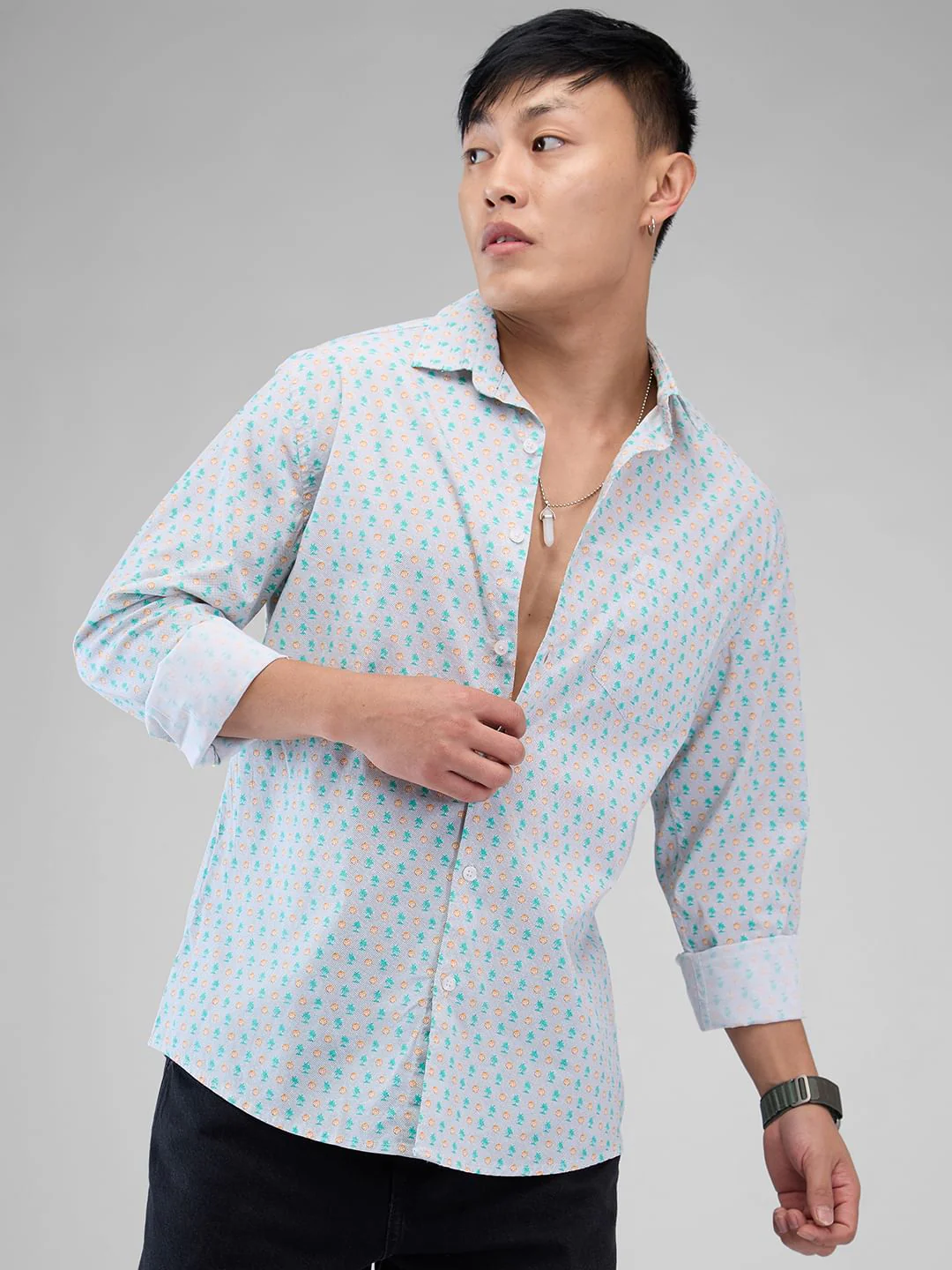 Grey Printed Shirt - Image 4