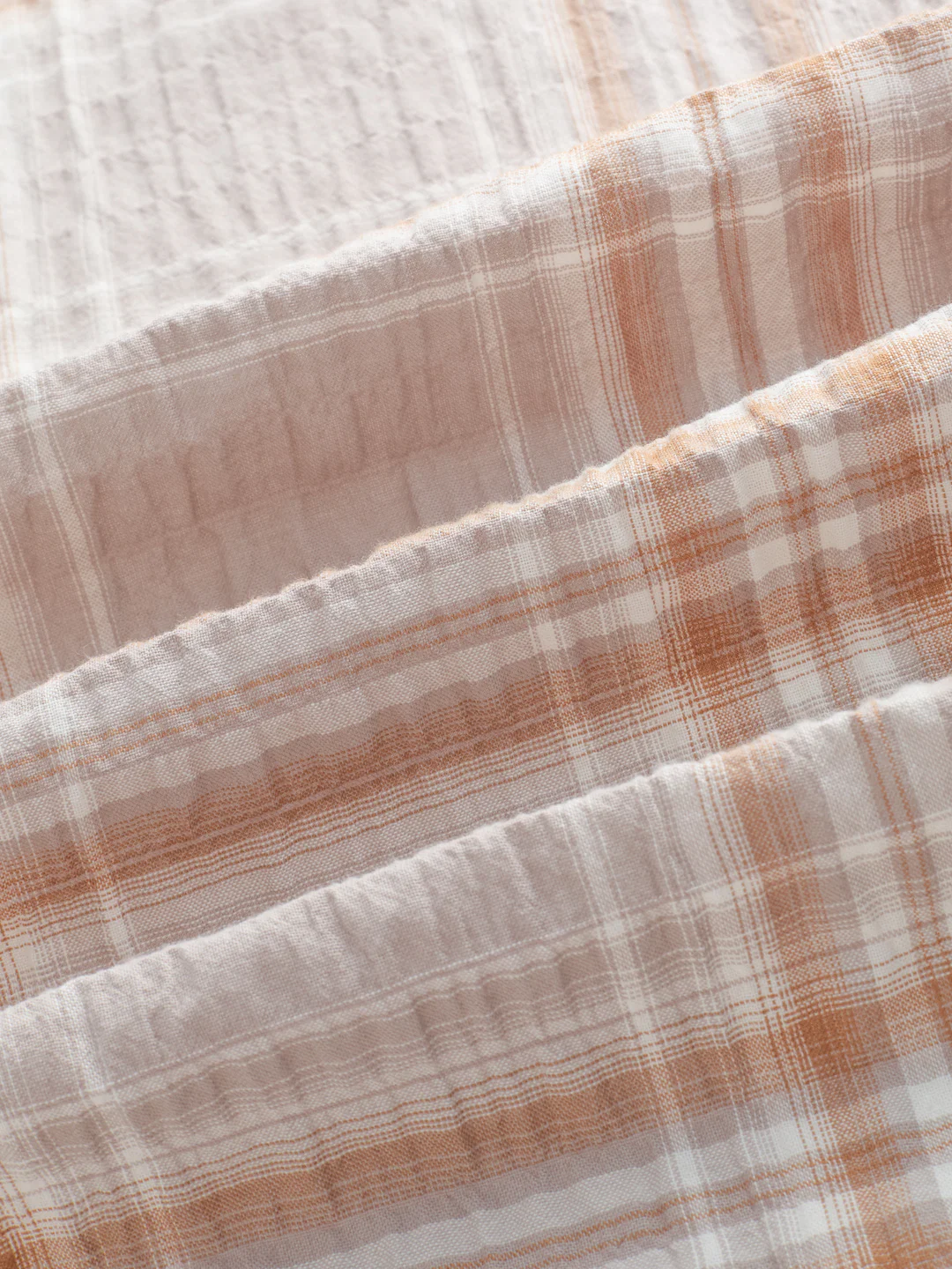 Grey & Rust Plaid Checks Crinkled Shirt - Image 3