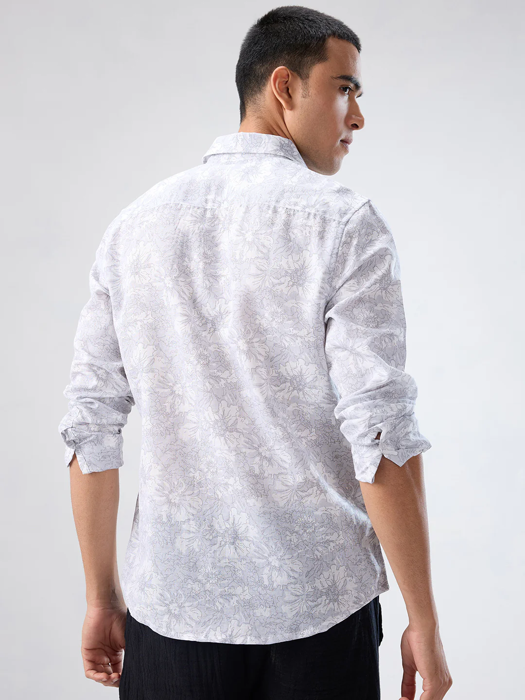 Grey Sketch Botanical Art Shirt - Image 6