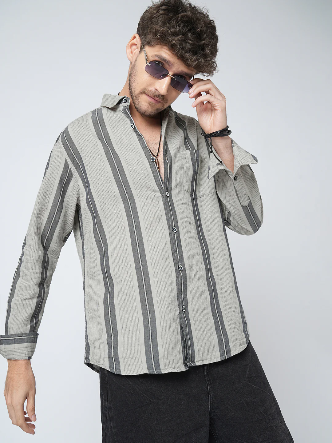 Grey Slateway Stripe Textured Shirt - Image 2