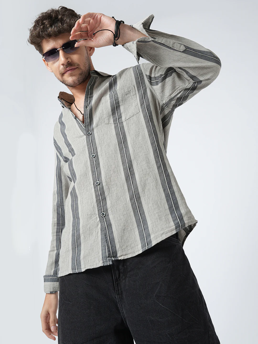 Grey Slateway Stripe Textured Shirt - Image 4