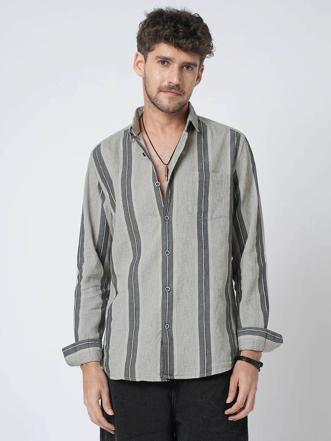 Grey Slateway Stripe Textured Shirt - Image 5