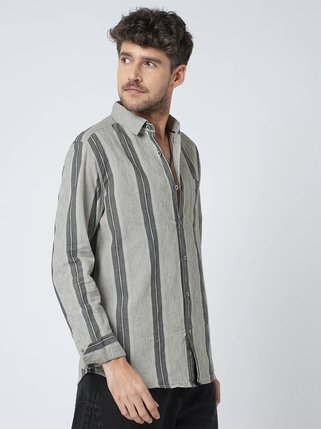 Grey Slateway Stripe Textured Shirt - Image 6