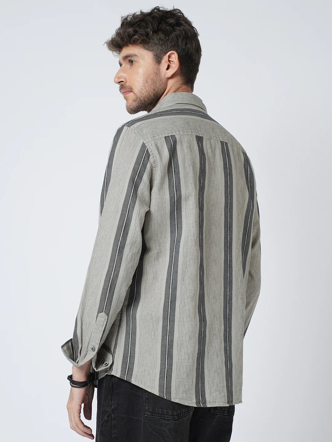 Grey Slateway Stripe Textured Shirt - Image 7
