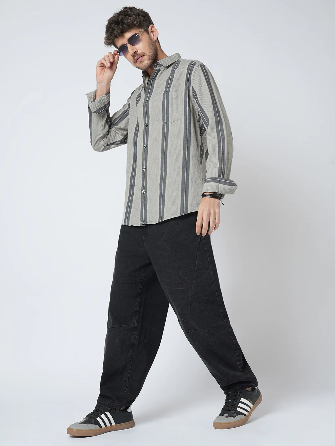 Grey Slateway Stripe Textured Shirt - Image 8