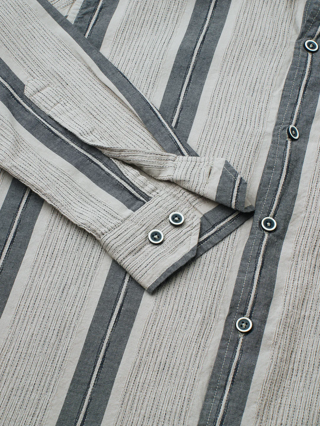 Grey Slateway Stripe Textured Shirt - Image 9