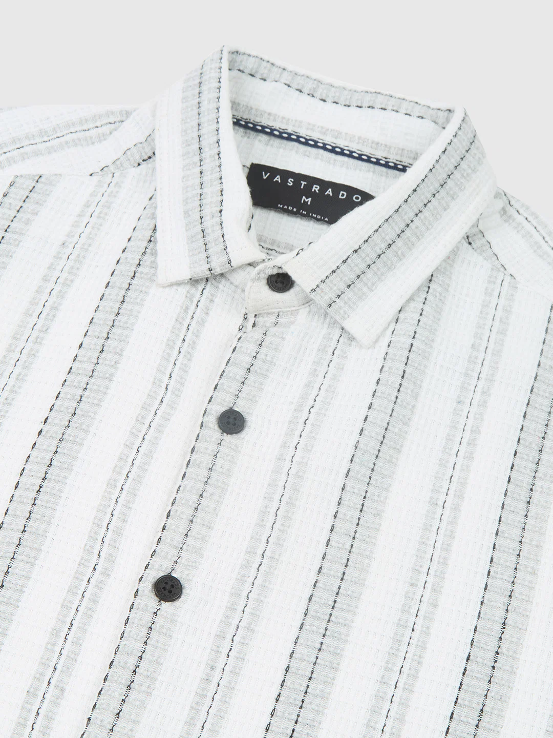 Grey & White Dobby Striped Shirt - Image 3