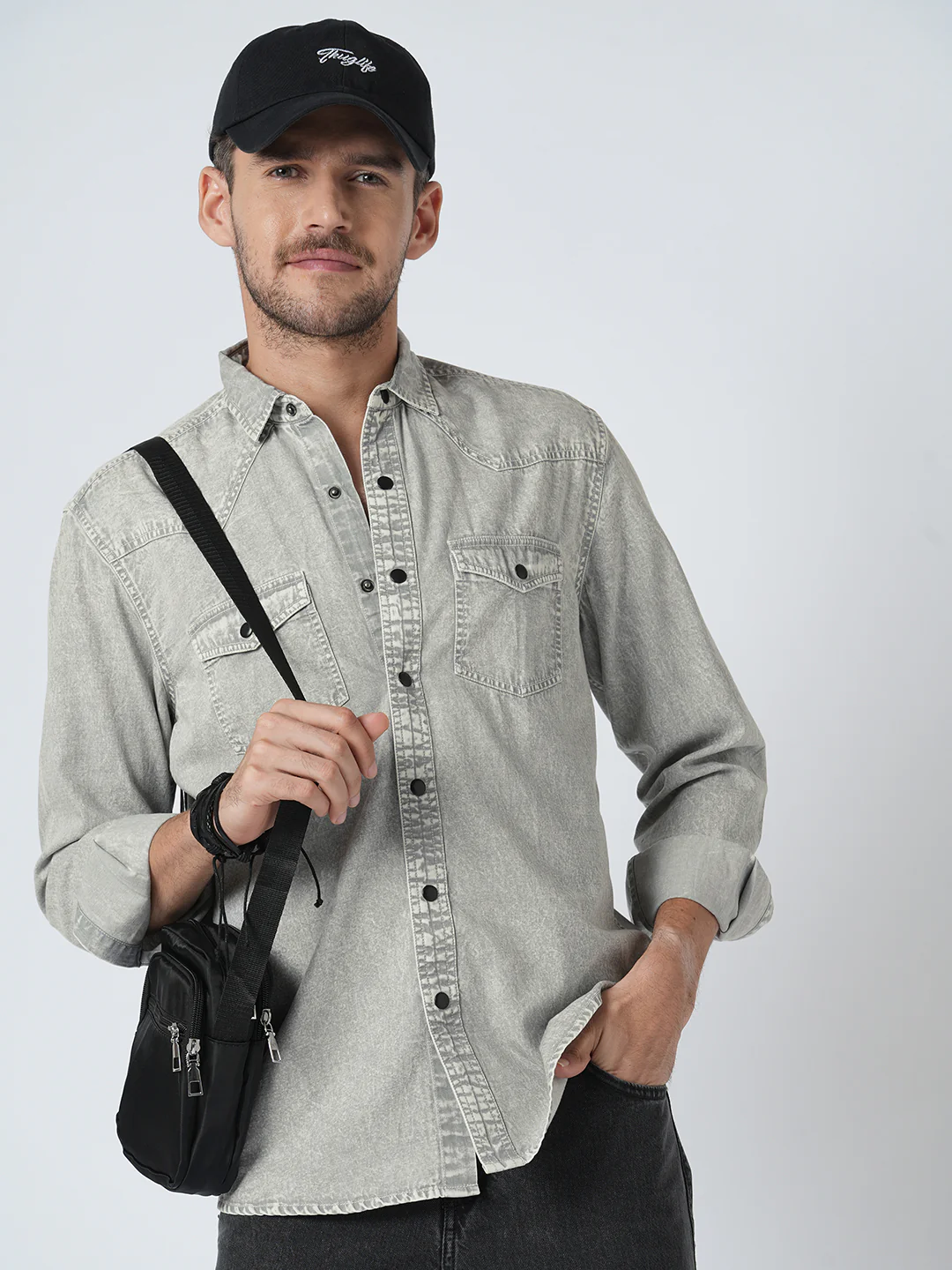 Greystone Acid Wash Double Pocket Shirt - Image 4
