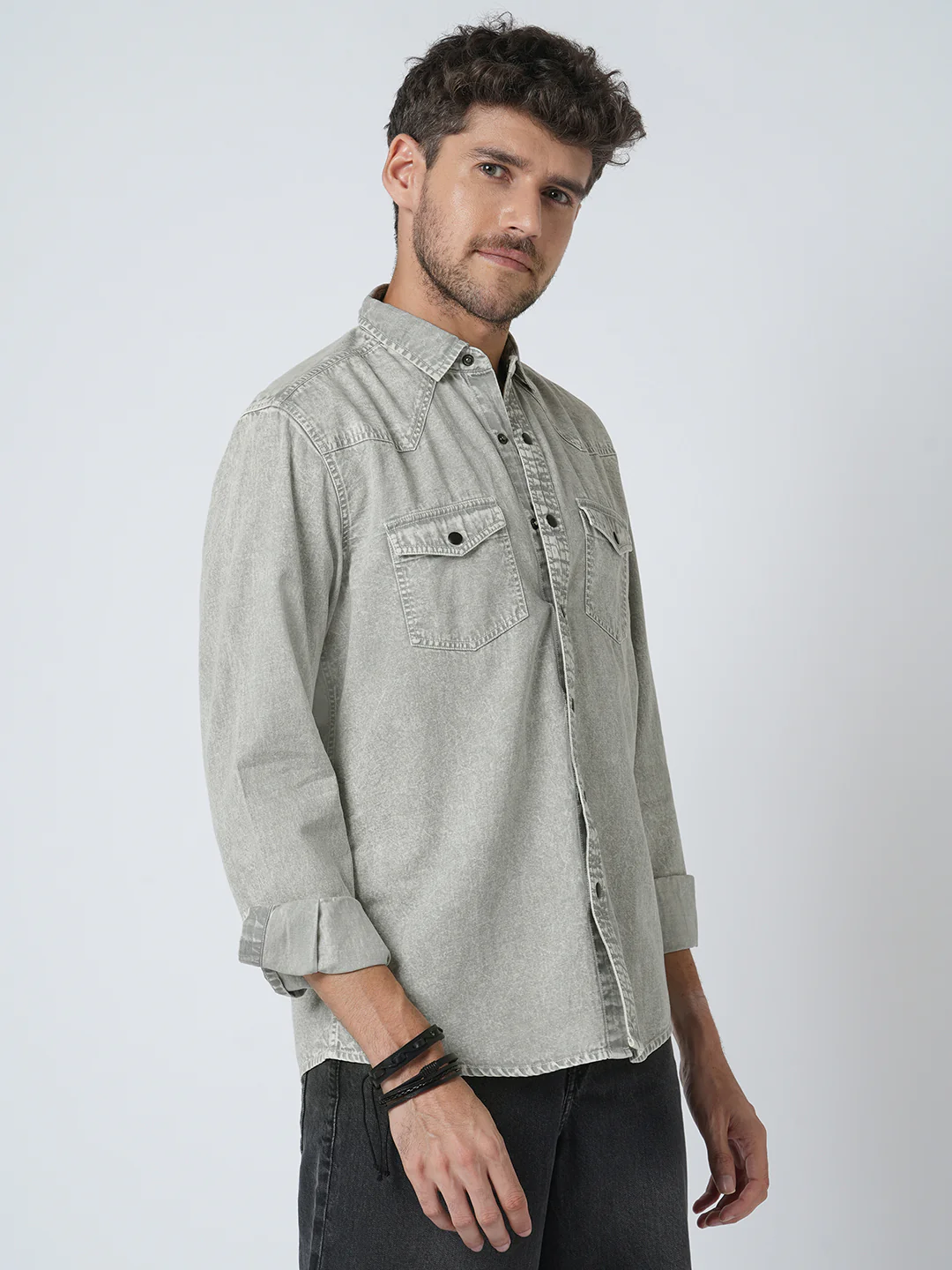 Greystone Acid Wash Double Pocket Shirt - Image 5