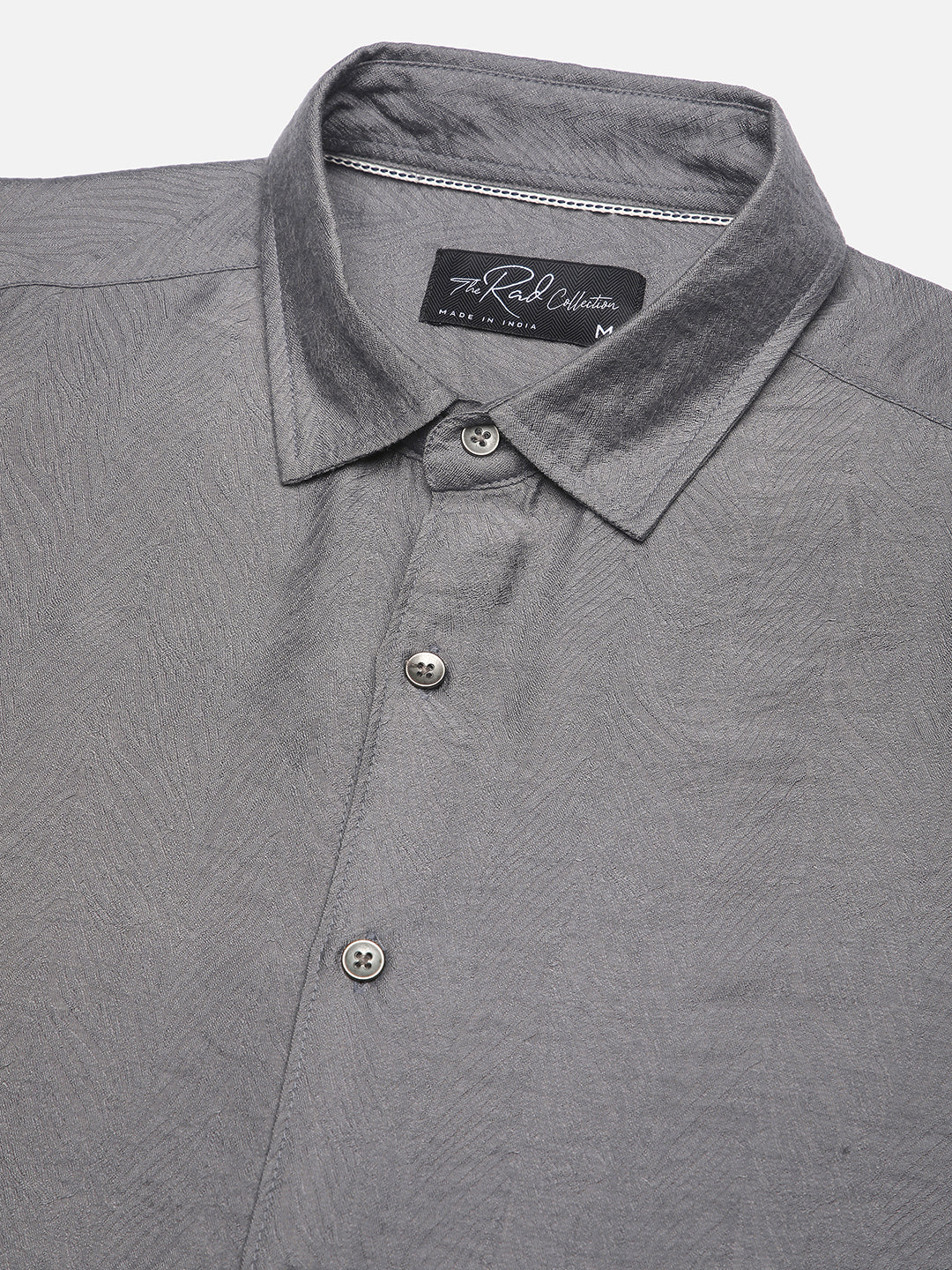 Gunmetal Grey Rhythmic Wave Jacquard Shirt - Image 3