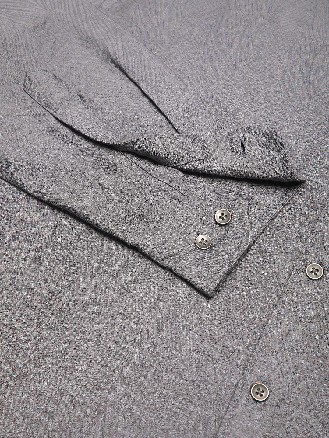 Gunmetal Grey Rhythmic Wave Jacquard Shirt - Image 9