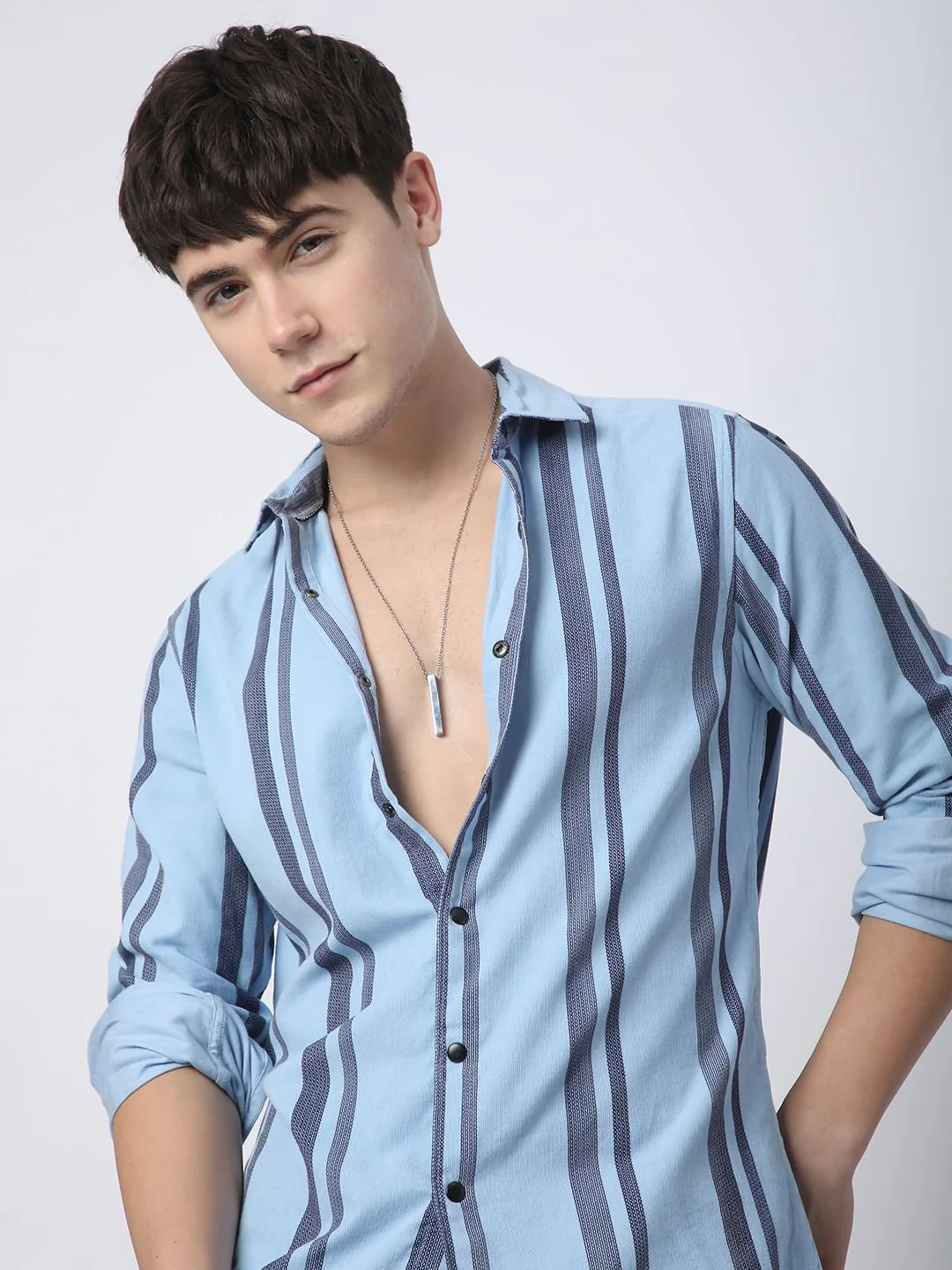 Haute Arctic Blue Striped Corduroy Shirt - Image 2