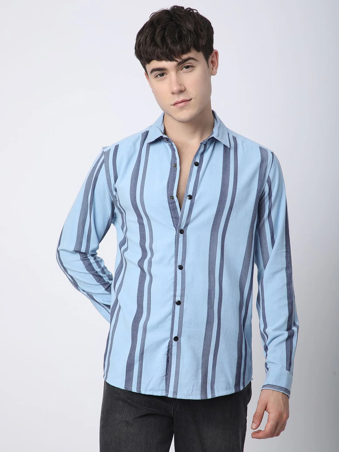 Haute Arctic Blue Striped Corduroy Shirt - Image 5