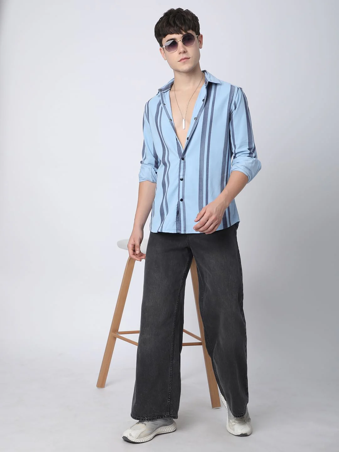 Haute Arctic Blue Striped Corduroy Shirt - Image 8