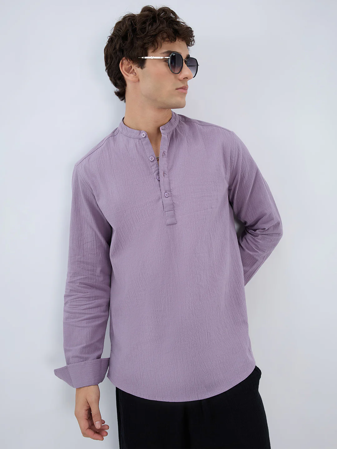 Heather Purple Fine Textured Kurta - Image 2