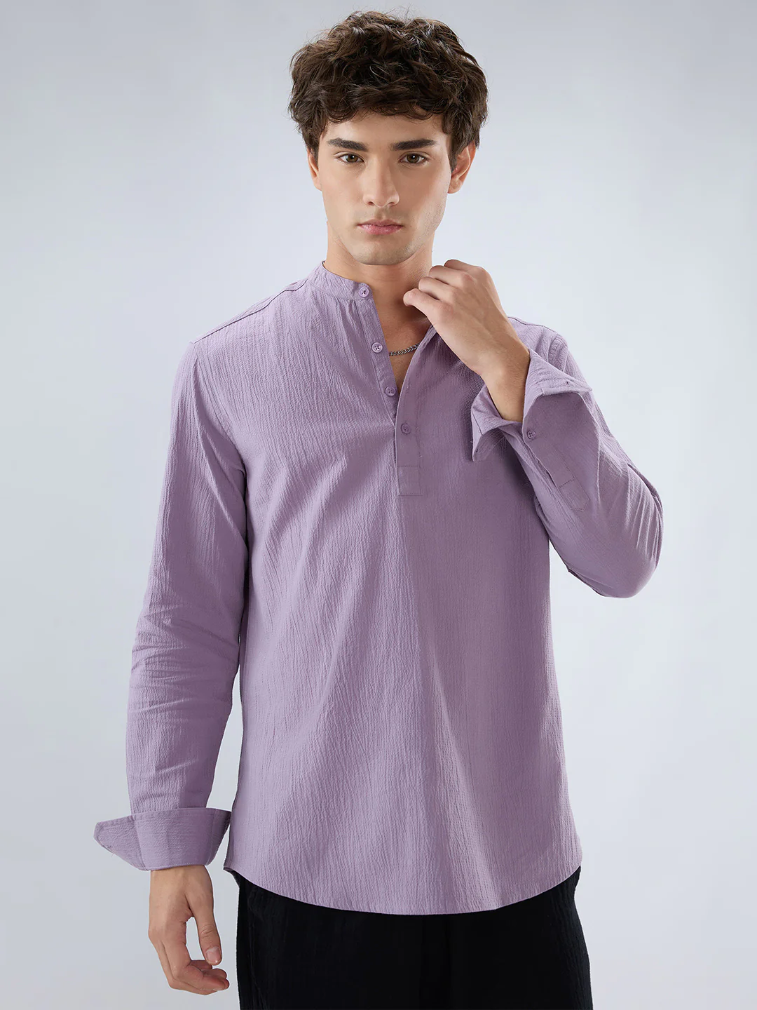 Heather Purple Fine Textured Kurta - Image 4