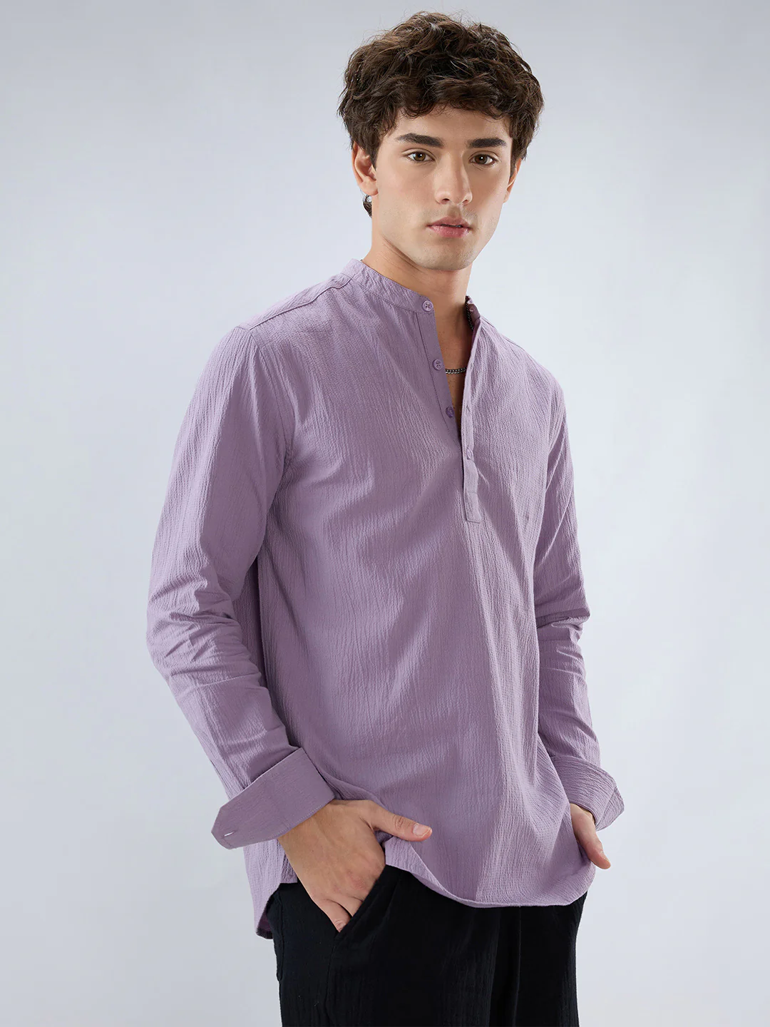 Heather Purple Fine Textured Kurta - Image 5