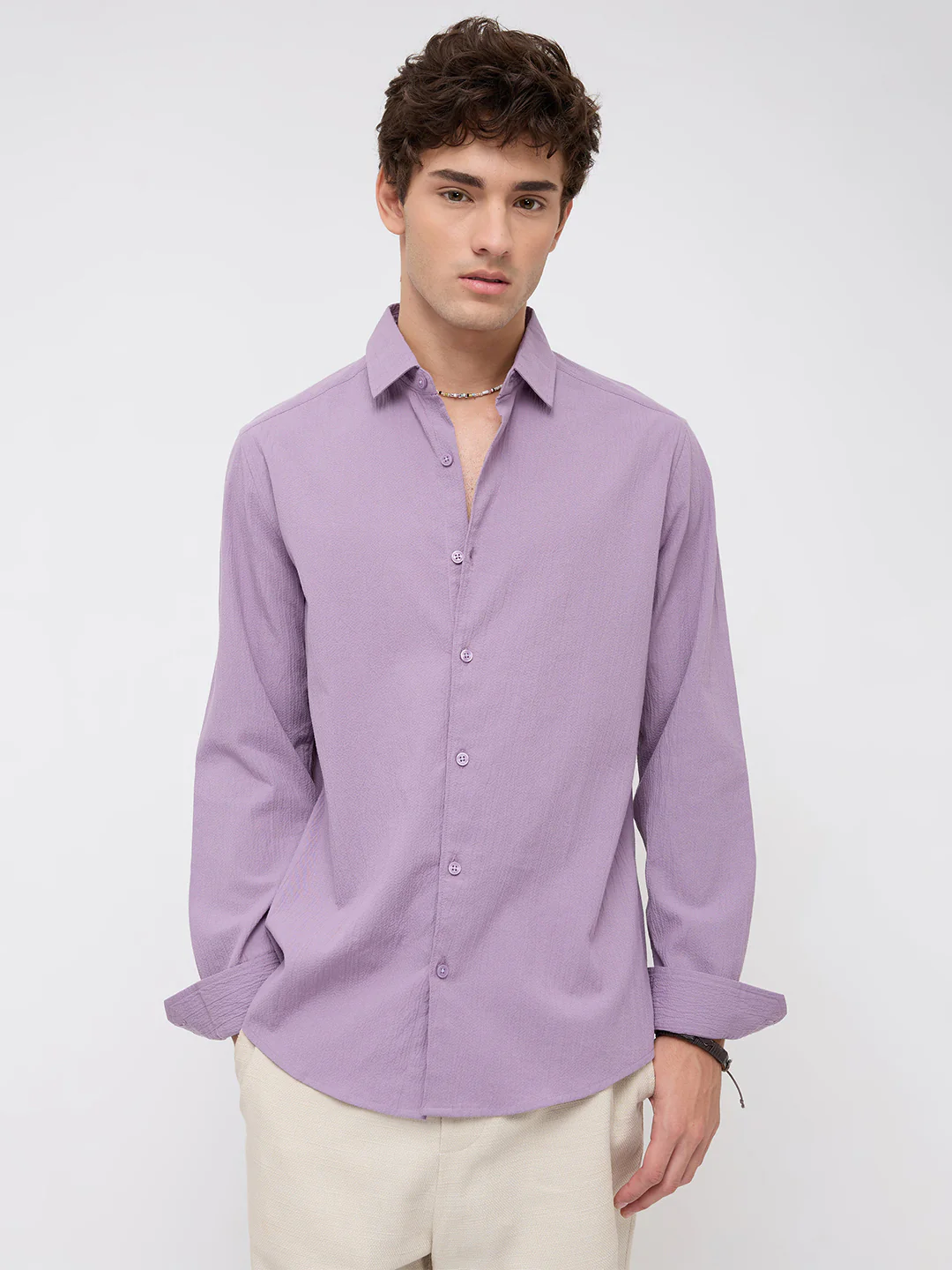 Heather Purple Fine Textured Shirt - Image 5