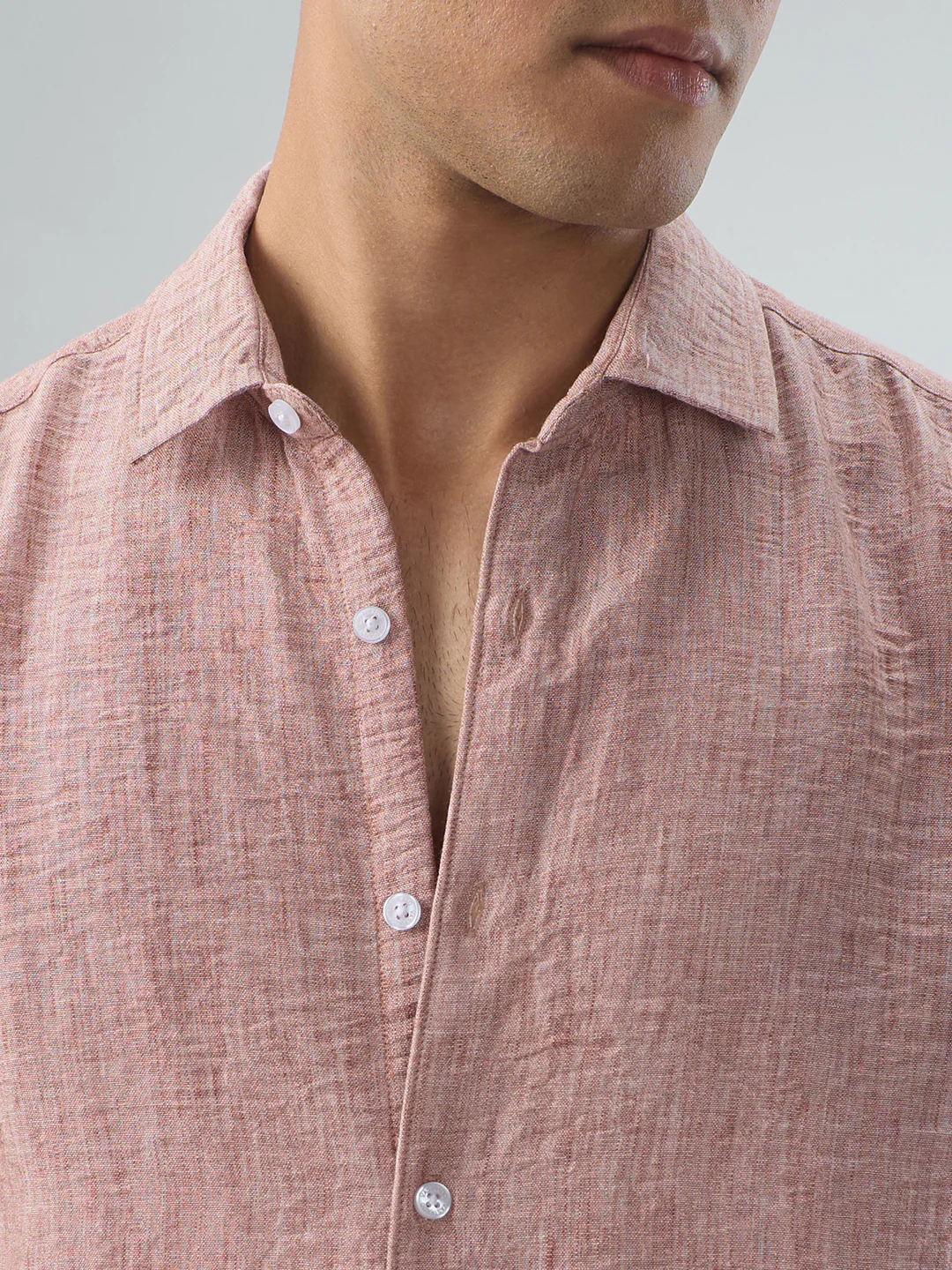 Heathered Taupe Fine-Weave Crinkled Shirt - Image 9