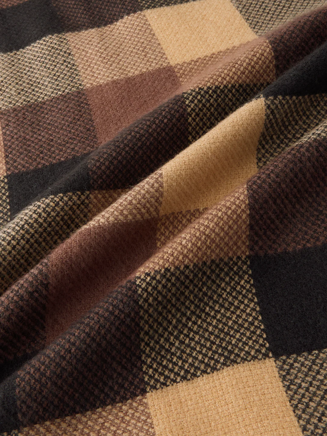 Heritage Brown & Beige Box Checks Boxy Fit Cropped Flannel Shirt - Image 10